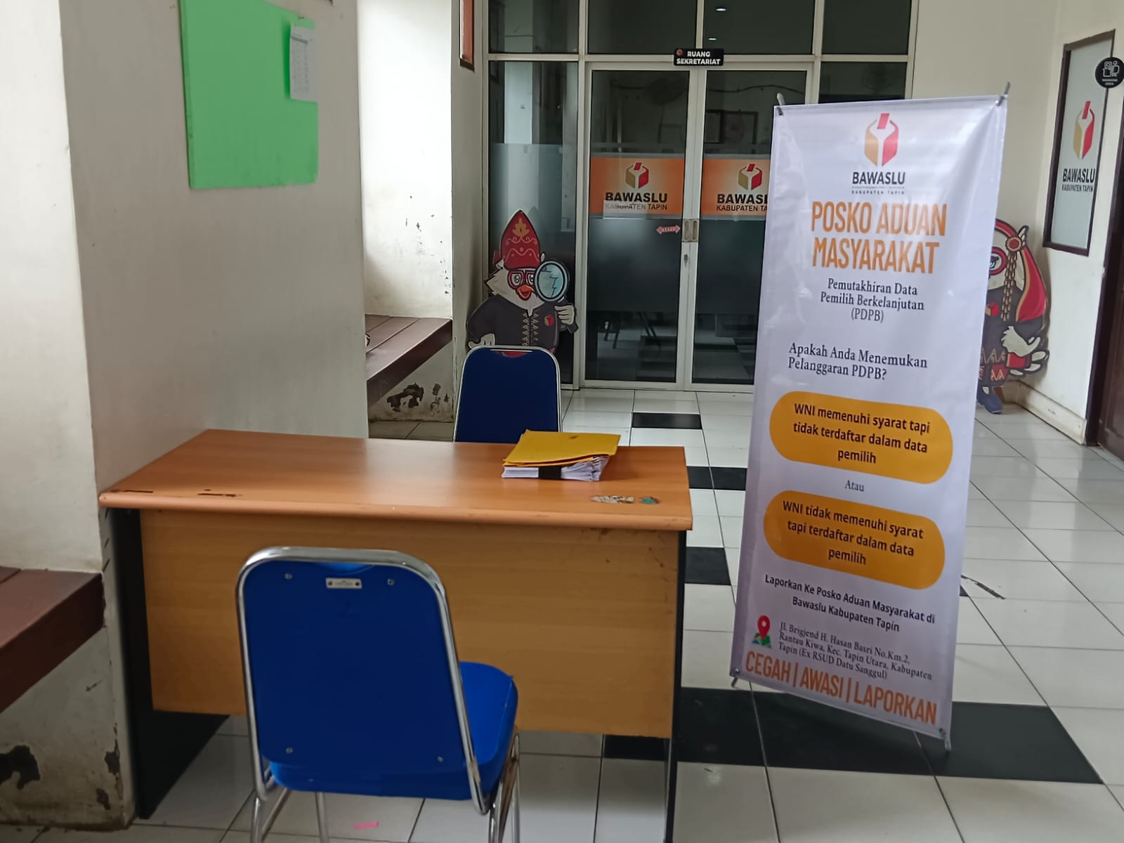 Badan Pengawas Pemilu (Bawaslu) Kabupaten Tapin secara resmi membuka Posko Aduan Masyarakat tentang Pemutakhiran Data Pemilih Berkelanjutan (PDPB)