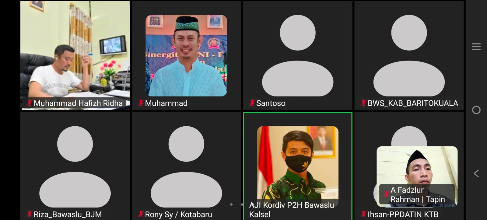 Ketua dan Anggota Bawaslu Kabupaten Tapin beserta Tim Fasilitasi Pengawasan Pemutakhiran Daftar Pemilih Berkelanjutan (PDPB) melaksanakan Rapat Koordinasi Via Zoom Meeting dengan Bawaslu Provinsi dan Bawaslu Kab/Kota se Kalimantan Selatan