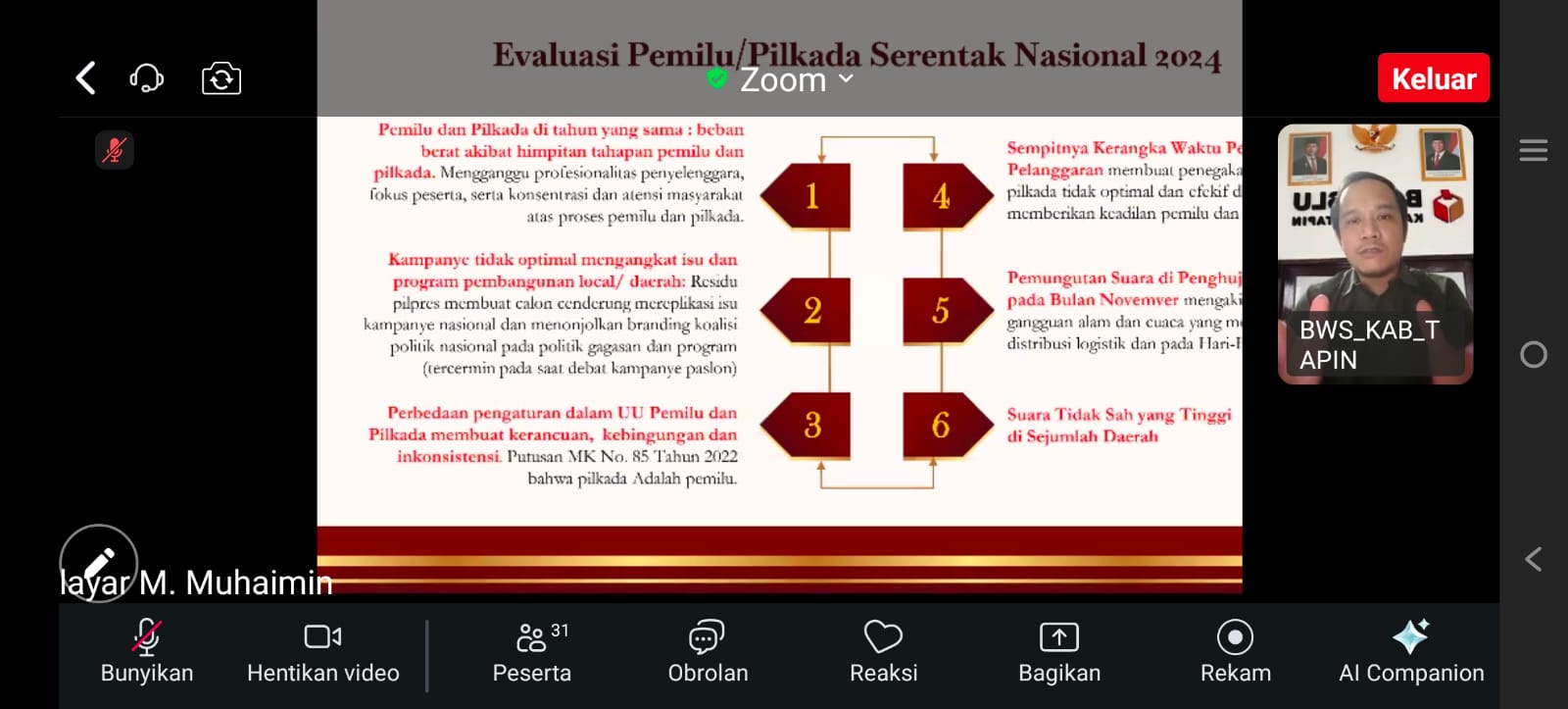 Forum Demokrasi Milenial (FDM) Tapin Selenggarakan Webinar Menghadirkan Narasumber dari Bawaslu