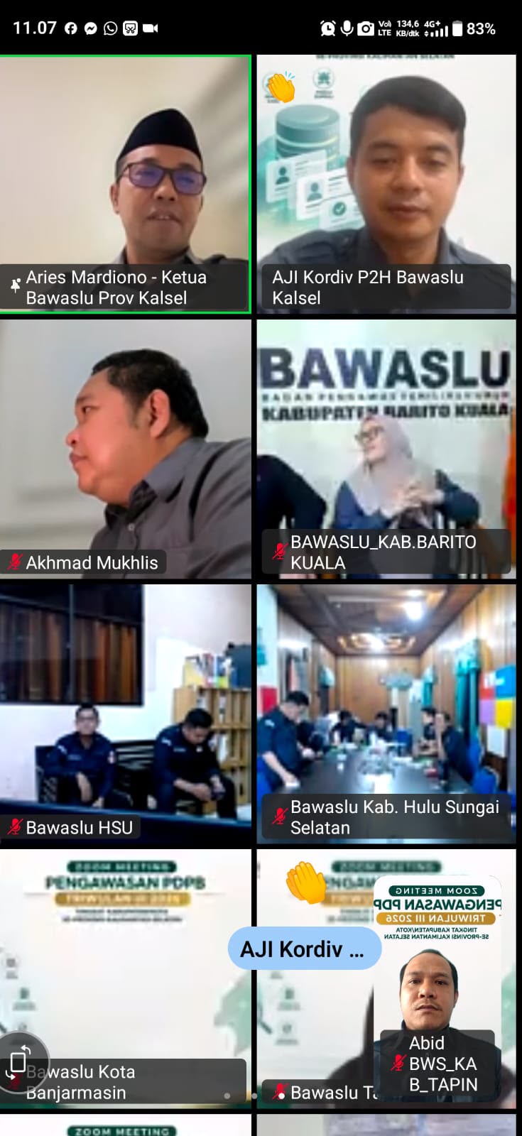 Rantau – Data pemilih bukan sekadar deretan angka. Di baliknya ada hak masyarakat yang harus dipastikan tetap tercatat dengan benar. Karena itu, pengawasan terhadap pemutakhiran data pemilih terus dilakukan secara berkelanjutan, termasuk pada pelaksanaan PDPB Triwulan III Tahun 2026. Ketua Bawaslu Kabupaten Tapin, Abid Fikasi Gulo, mengikuti rapat melalui Zoom terkait Pengawasan PDPB Triwulan III Tahun 2026 tingkat Kabupaten/Kota se-Provinsi Kalimantan Selatan, Senin (21/09/2026).  Kegiatan yang dilaksanaka