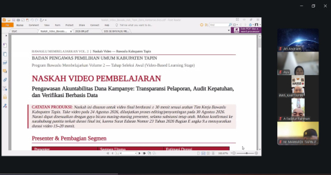 Menuju Produksi, Bawaslu Membelajarkan Volume 2 Terus Dimatangkan