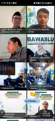 Rantau – Data pemilih bukan sekadar deretan angka. Di baliknya ada hak masyarakat yang harus dipastikan tetap tercatat dengan benar. Karena itu, pengawasan terhadap pemutakhiran data pemilih terus dilakukan secara berkelanjutan, termasuk pada pelaksanaan PDPB Triwulan III Tahun 2026. Ketua Bawaslu Kabupaten Tapin, Abid Fikasi Gulo, mengikuti rapat melalui Zoom terkait Pengawasan PDPB Triwulan III Tahun 2026 tingkat Kabupaten/Kota se-Provinsi Kalimantan Selatan, Senin (21/09/2026).  Kegiatan yang dilaksanaka