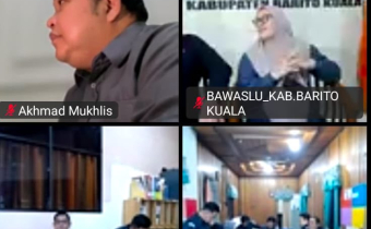 Rantau – Data pemilih bukan sekadar deretan angka. Di baliknya ada hak masyarakat yang harus dipastikan tetap tercatat dengan benar. Karena itu, pengawasan terhadap pemutakhiran data pemilih terus dilakukan secara berkelanjutan, termasuk pada pelaksanaan PDPB Triwulan III Tahun 2026. Ketua Bawaslu Kabupaten Tapin, Abid Fikasi Gulo, mengikuti rapat melalui Zoom terkait Pengawasan PDPB Triwulan III Tahun 2026 tingkat Kabupaten/Kota se-Provinsi Kalimantan Selatan, Senin (21/09/2026).  Kegiatan yang dilaksanaka